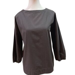 Muji Taupe A-Line Blouse — Super Flattering!